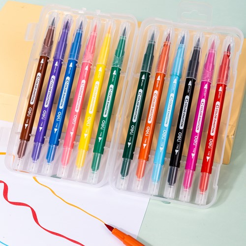 Deli Color Emotion viltstift duo tip 12 kleuren-3