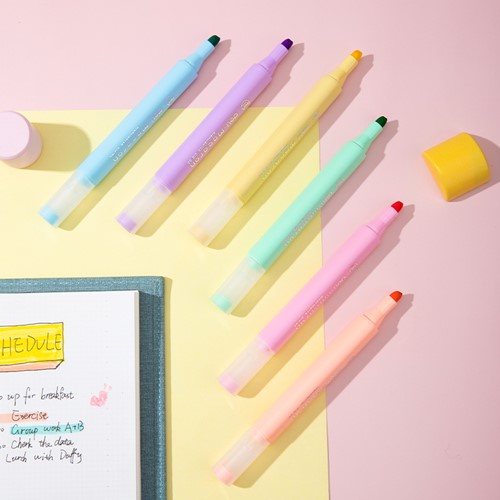 Deli MACARON Markeerstift met beitelpunt, set à 6 kleuren-3