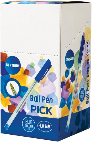 Balpen Centrum "PICK" met dop blauw-2