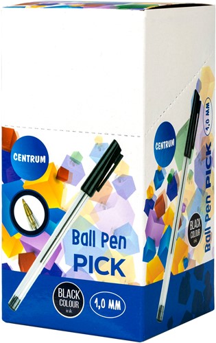 Balpen Centrum "PICK" met dop zwart-2