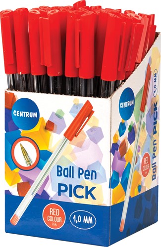 Balpen Centrum "PICK" met dop rood-2