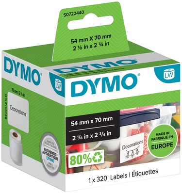 Etiket Dymo 99015 S0722440 54x70mm 1 rol á 320 stuks wit