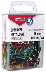Paperclips met gekleurde coating, 28 mm, bakje met 100 stuks