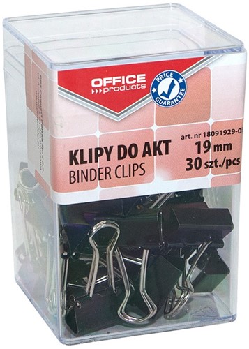 Papierklemmen Foldback 19 mm, bakje met 30 stuks