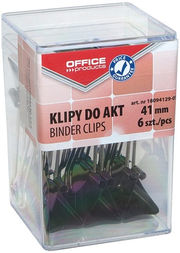Papierklemmen Foldback 41 mm, bakje met 6 stuks