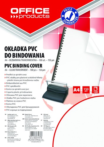 Voorblad transparant, PVC, A4, 150 micr, 100 stuks