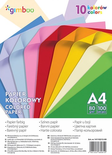 Gekleurd papier A4 80 gram, 10x10 vel neon kleuren