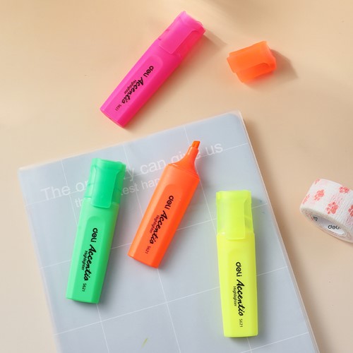 Deli Accentio markeerstift beitelpunt, set à 4 fluo kleuren-3