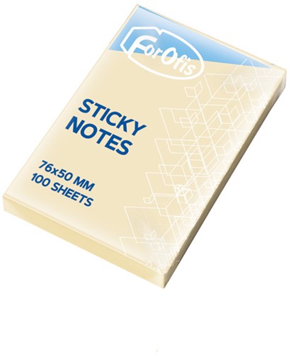 Sticky-notes ForOfis 50x76mm 100vel (pastelgeel)