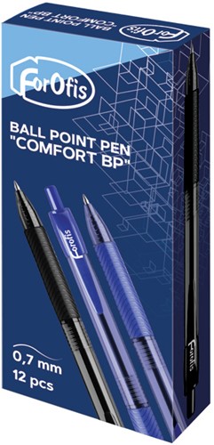 Balpen ForOfis zwart "COMFORT BP" 0.7mm Grip, met drukknop-2
