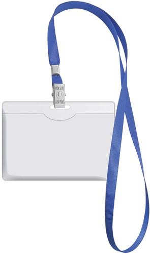 Badge - Pashouder ForOfis 90x57mm horizontaal met blauw koord 42cm