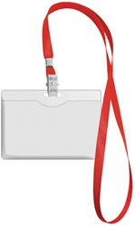 Badge - Pashouder ForOfis 90x57mm horizontaal met rood koord 42cm