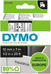 Labeltape Dymo 45010 S0720500 D1 polyester 12mmx7m zwart op transparant