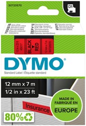 Labeltape Dymo 45017 S0720570 D1 polyester 12mmx7m zwart op rood