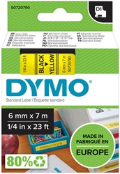 Labeltape Dymo 43618 S0720790 D1 polyester 6mmx7m zwart op geel