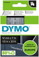 Labeltape Dymo 45020 S0720600 D1 polyester 12mmx7m wit op transparant
