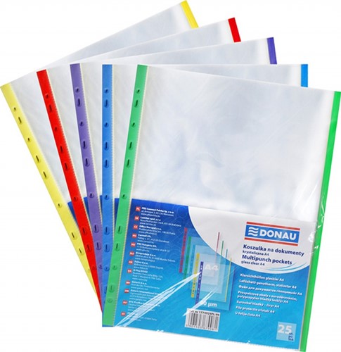 Showtas, A4, 40 micron, gekleurde rug (assorti), 11 rings, 25 stuks