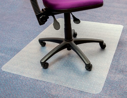Stoelmat Floortex PVC 120x90cm voor harde vloeren & tapijt tegels, opgerold