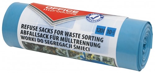 Afvalzak blauw 120 liter, voor oude papier, rol à 10 stuks