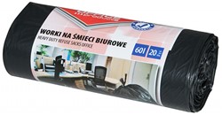 Afvalzak zwart 60 liter LDPE 22µm, rol à 20 stuks