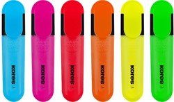 Kores markeerstift Bright Liner Plus - 0,5-5mm - assorti - 6 kleuren neon (geel/roze/oranje/groen/blauw /rood)  TM36160