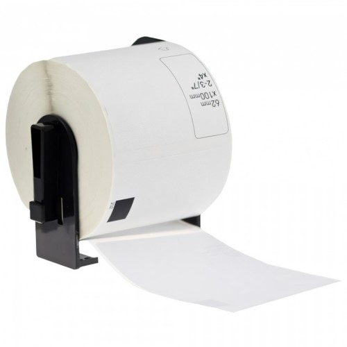 brother DK-11202 compatible label, 62mm x 100mm, incl. houder,  300 labels per rol, wit, permanent
