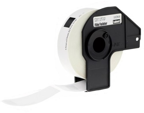 brother DK-11203 compatible label, 17mm x 87mm, incl. houder,  300 labels per rol, wit, permanent
