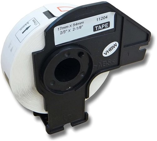 brother DK-11204 compatible label, 17mm x 54mm, incl. houder,  400 labels per rol, wit, permanent