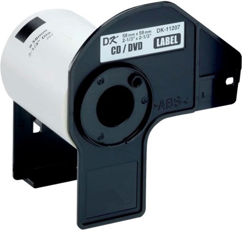 brother DK-11207 compatible label, 58mm × 58mm, incl. houder,  100 labels per rol, wit, permanent