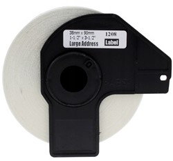 brother DK-11208 compatible label, 38mm x 90mm, incl. houder,  400 labels per rol, wit, permanent
