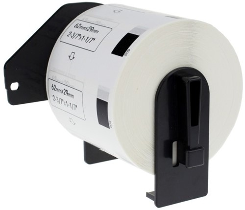 brother DK-11209 compatible label, 29mm x 62mm, incl. houder,  800 labels per rol, wit, permanent