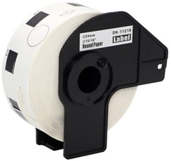 brother DK-11218 compatible label, ø24mm, incl. houder,  1000 labels per rol, wit, permanent