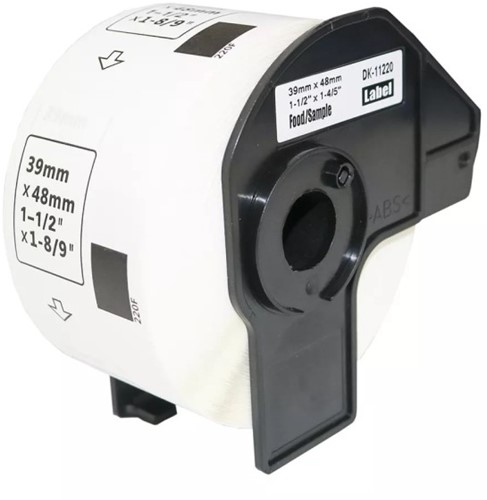 brother DK-11220 compatible label, 39mm × 48mm, incl. houder,  620 labels per rol, wit, permanent