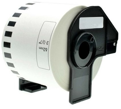 brother DK-22205 compatible label 62mm x 30.48m incl. houder,  1 doorlopend etiket, wit, permanent