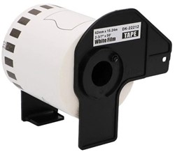 brother DK-22212 compatible label 62mm x 15.24m  incl. houder,  1 doorlopend etiket, wit, permanent