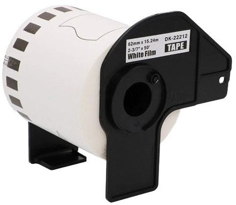 brother DK-22212 compatible label 62mm x 15.24m  incl. houder,  1 doorlopend etiket, wit, permanent