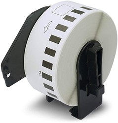 brother DK-22214 compatible label 12mm x 30.48m incl. houder,  1 doorlopend etiket, wit, permanent