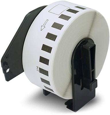 brother DK-22214 compatible label 12mm x 30.48m incl. houder,  1 doorlopend etiket, wit, permanent