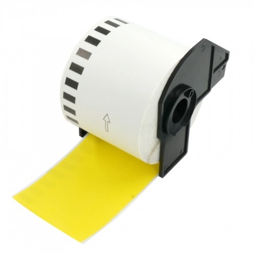 brother DK-22606 compatible label 62mm x 15.24m incl. houder,  1 doorlopend etiket, zwart op geel, permanent