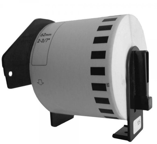 brother DK-44205 compatible label 62mm x 30.48m incl. houder,  1 doorlopend etiket, wit, verwijderbaar