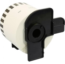brother DK-44605 compatible label 62mm x 30.48m incl. houder,  1 doorlopend etiket, zwart op geel, verwijderbaar