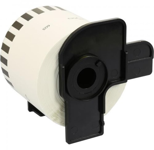 brother DK-44605 compatible label 62mm x 30.48m incl. houder,  1 doorlopend etiket, zwart op geel, verwijderbaar