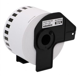 brother DK-N55224 compatible label 54mm x 30.48m incl. houder,  1 doorlopend etiket, wit, niet klevend