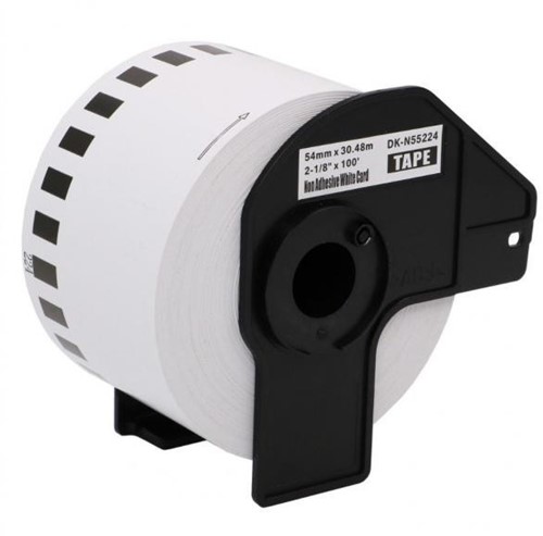 brother DK-N55224 compatible label 54mm x 30.48m incl. houder,  1 doorlopend etiket, wit, niet klevend