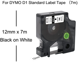Compatible Labeltape 45013 D1 S0720530 12mmx7m zwart op wit 