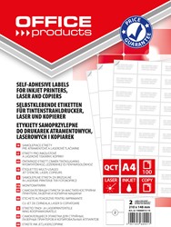 Office Products etiket, 210x148mm, wit, 2 op A4 vel