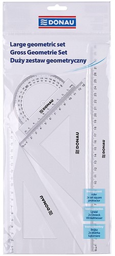 Geometrische set Donau groot - met liniaal 30cm - transparant