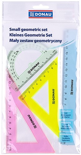 Geometrische set Donau klein - met liniaal 20cm - assorti kleuren