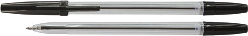 Balpen met dop, zwart, medium