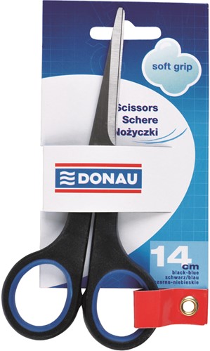 Schaar 140mm soft grip blauw/zwart